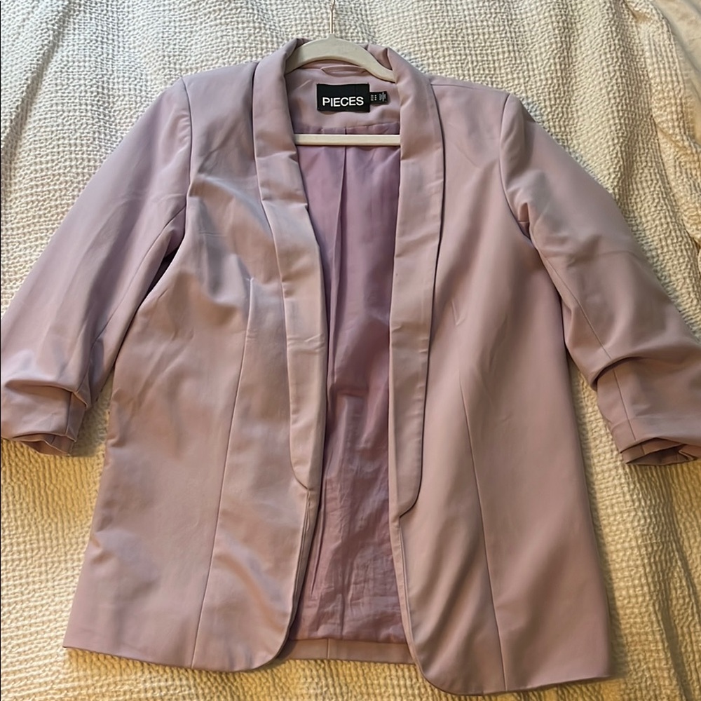 Purple Blazer with Rolled Sleeves and Relaxed Fit